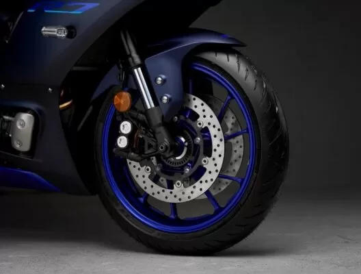 yamaha yzr7 sports motorcycle front wheel view