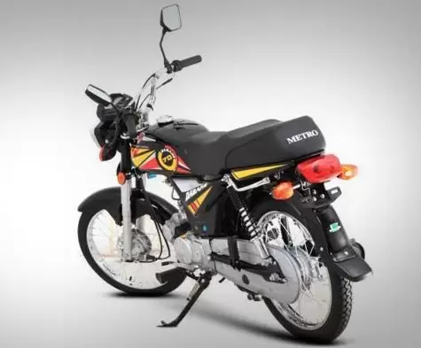 Metro MR 70cc Motorcycle black full rear view