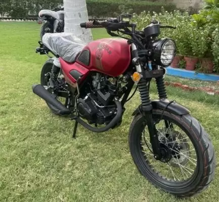 Super Star Falcon 150cc scrambler motorcycle nice view in red color
