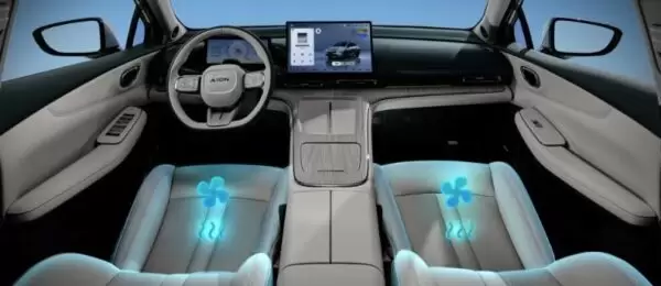 GAC Aion X Max electric sedan front cabin interior features